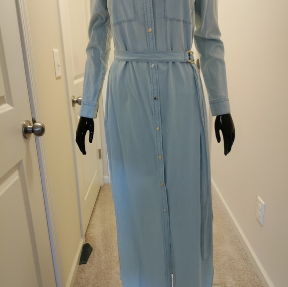 Michael Kors Classic Wash Jean Dress With MK Gold Buttons New - Picture 7 of 11